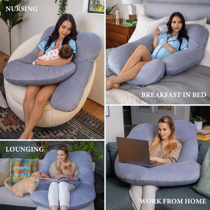 Pregnancy Pillow, Body Pillow, Side Sleeper Pillow, Plush - color: Dark Grey