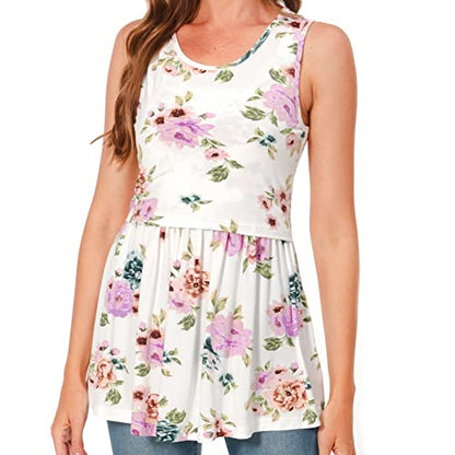Bearsland Maternity Nursing Tank Tops - color: Black&white Stripe&white Flower, size: XX-Large