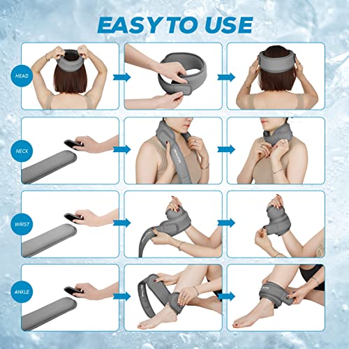 Neck Ice Pack Wrap, Reusable Cold/Hot Gel for Neck Pain, Grey - color: Grey
