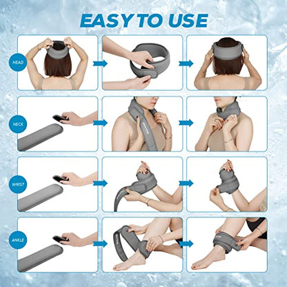 Neck Ice Pack Wrap, Reusable Cold/Hot Gel for Neck Pain, Grey - color: Grey