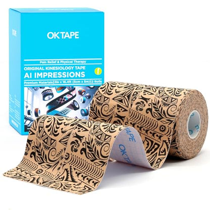 OK TAPE Kinesiology Tape Hypoallergenic Uncut 2 Rolls, 2inx16.4ft - color: Dancer
