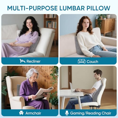 Lumbar Support Pillow for Recliner, Ergonomic Back Support Pillow - color: Grey
