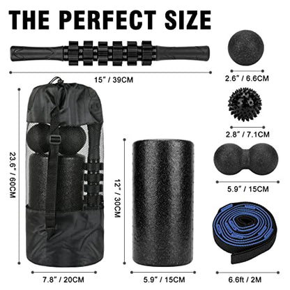 Foam Roller Set - High Density Back Roller, Muscle Roller Stick - color: 12-inch