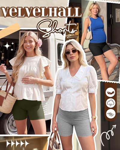 4 Pack Maternity Shorts - color: Coffee, Army Green, Light Gray, Black, size: Large