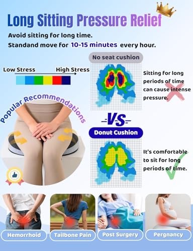 Donut Pillow for Tailbone Pain Relief&Hemorrhoids Postpartum Seat Cushion - color: Black