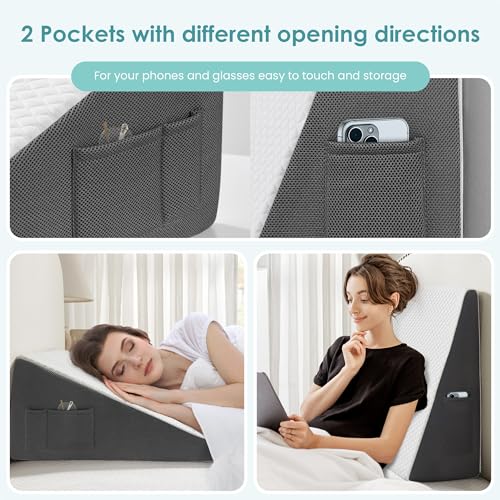Cozymaker 12-inch Bed Wedge Pillow for Sleeping Back Support Pain Relief - size: Triangle Wedge 24*24*12 inch