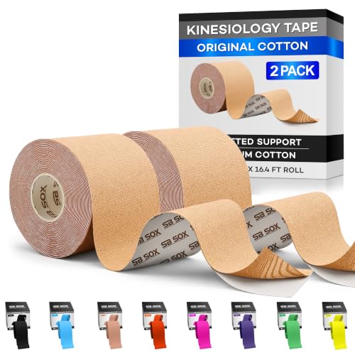SB SOX Original Cotton Kinesiology Tape Roll (16ft) - color: Nude (2-Pack)