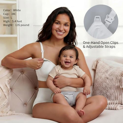 Under Control Nursing Bra 4-Pack - Wireless Maternity & Sleep Bra with Removable Pads - Comfortable Breastfeeding Bra (S-2XL) - color: Silver/Dark Mauve/White/Olive, size: Medium