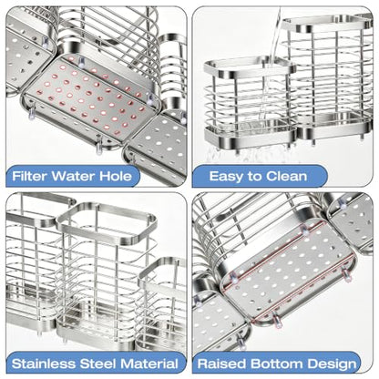 Utensil Holder, Stainless Steel Utensil Drying Rack for Kitchen Counter - color: 2 Large+1 Small