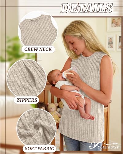 3 Pack Women's Nursing Tank Tops - color: Apricot, Coffee, Army Green, size: Medium