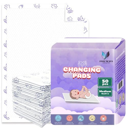 Disposable Baby Changing Pad Liners 18"x24" – 50 Pack, Soft, Waterproof & Ultra Absorbent for Mess-Free Diaper Changes - size: Medium | 18"x24" (50-Count)