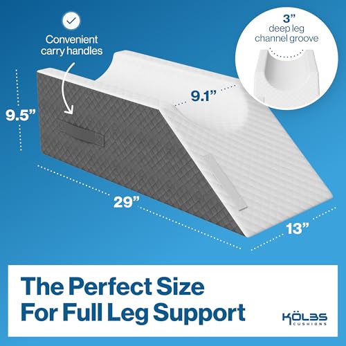 Kölbs Single Leg Elevation Pillow, Post Surgery Leg Pillow, Stylish Chic Jacquard Cover, Ankle Knee and Leg Support Pillow for Injury After Surgery (Single Leg) - size: Single Leg