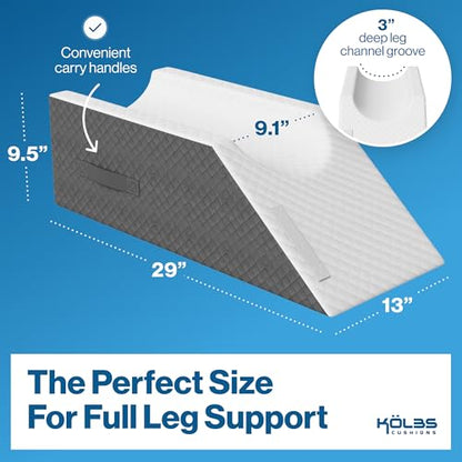 Kölbs Single Leg Elevation Pillow, Post Surgery Leg Pillow, Stylish Chic Jacquard Cover, Ankle Knee and Leg Support Pillow for Injury After Surgery (Single Leg) - size: Single Leg