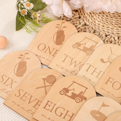 Wooden Golf 12 Monthly Milestone Markers,12 Monthly for Baby Boy