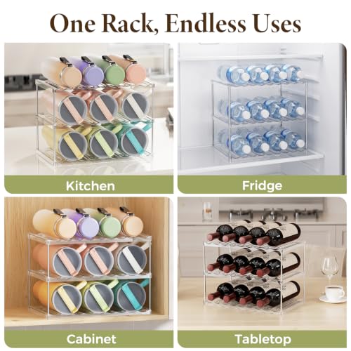LAMU Stackable Water Bottle Organizer Holder Tumbler Cup Storage Rack - size: 3 Tier