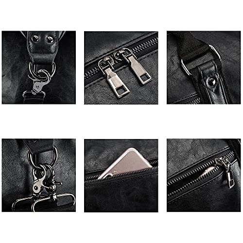 Weekender Overnight Bag Carry On Bag Travel Bag with Shoe Pouch - color: Black