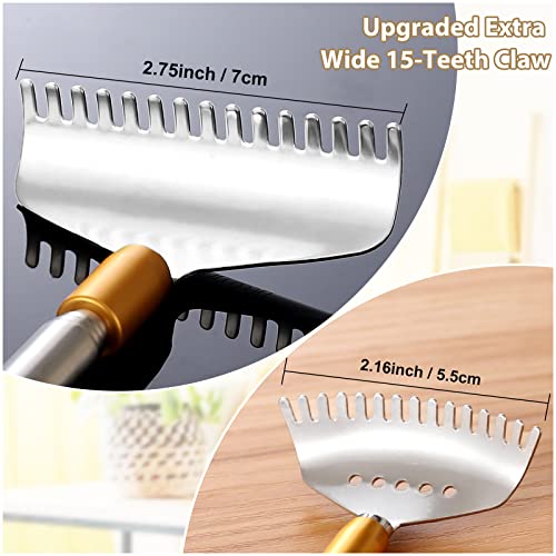 Telescoping Steel Back Scratcher with Wide Claw & Massage Roller - color: Brown-2