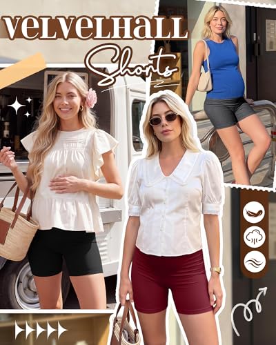 4 Pack Maternity Shorts - color: Burgundy, Mixed Black, Black, Black, size: Medium