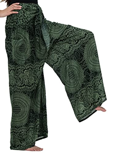 B BANGKOK PANTS Women's Boho Palazzo Pants - color: Blossom Green, size: 16-20 Plus