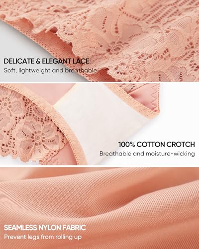 Women's High Waisted Underwear Lace Panties Full Coverage 4 Pack - color: Multicolor, size: Large