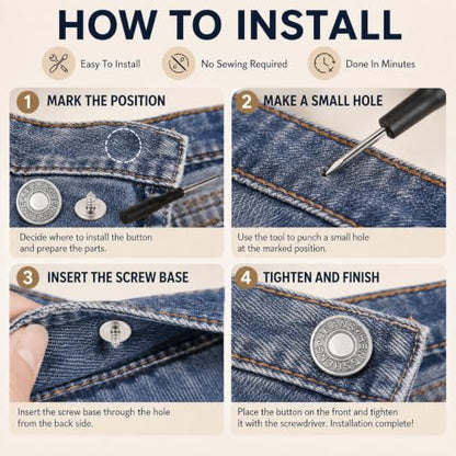 Button Extenders for Jeans and Pants - color: 12-pcs Silver Buttons