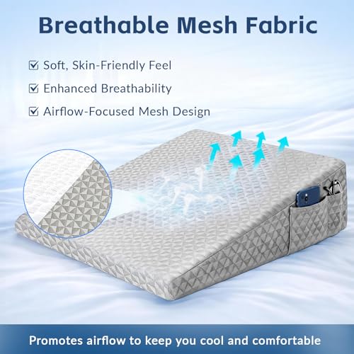 7.5" Wedge Pillowcase Soft and Breathable Replacement Case Light Grey, Only One Cover - color: Light Grey Cover, size: 24*24*7.5 inch