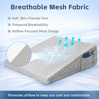 7.5" Wedge Pillowcase Soft and Breathable Replacement Case Light Grey, Only One Cover - color: Light Grey Cover, size: 24*24*7.5 inch