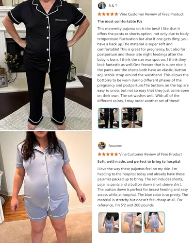 Rnxrbb Button Down Maternity Pajamas Set Nursing Postpartum Pjs Clothes - color: New-black, size: X-Small
