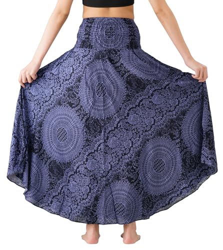 Long Skirts for Women Maxi Boho Skirt - color: Blossom Navy, size: One Size