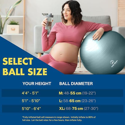 ProBody Pilates Pregnancy Ball with Guide - Birthing Ball - color: Lilac, size: 55 cm: 4'4" - 5'-1"