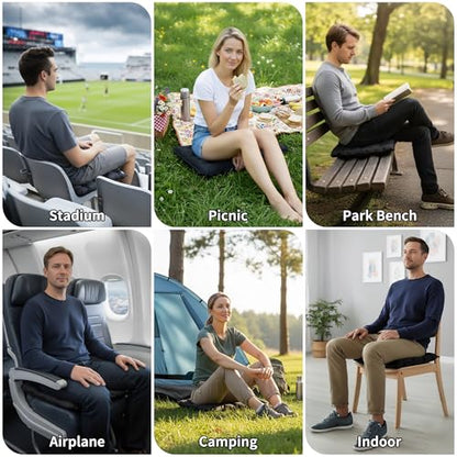 EULANT Lightweight Inflatable Seat Cushion,Compact Travel Cushion Pad - color: Black