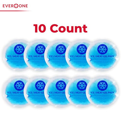 EverOne Round Reusable Gel Ice Pack with Cloth Backing for Hot & Cold Therapeutic Use, First Aid, Injuries, Breastfeeding, 10 Count (Pack of 2) - size: 10 Count (Pack of 2)