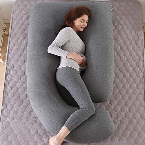 Elover U Shaped Pregnancy Pillow,Full Body Maternity Support - color: Jersey-dark Grey