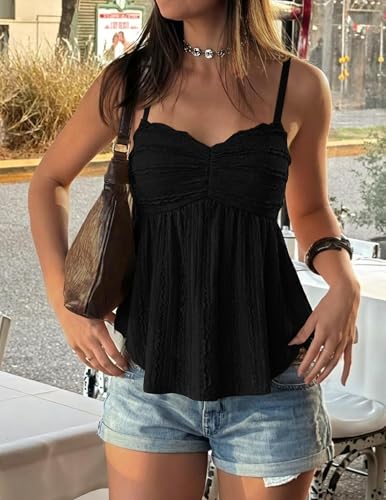 ZESICA Womens Summer Spaghetti Strap Going Out Tank Top - color: Black, size: X-Large