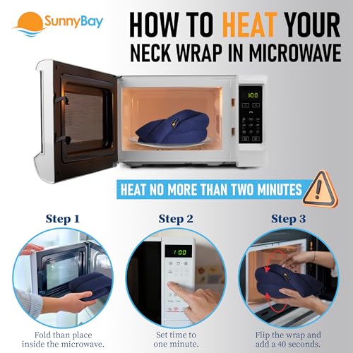 SunnyBay Microwavable Heating Pad, Neck and Shoulder Wrap, 26x4 inch, Navy - color: Navy Blue