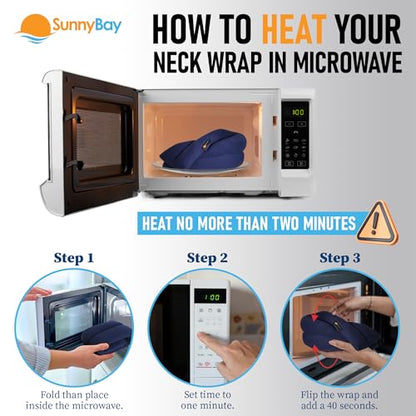 SunnyBay Microwavable Heating Pad, Neck and Shoulder Wrap, 26x4 inch, Navy - color: Navy Blue