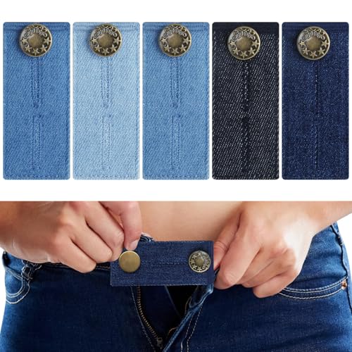 5 Pcs Denim Pants Extender,Waistband Extender for Pants,Jeans(5 Colors)