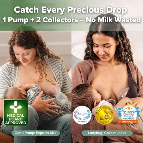 haakaa Manual Breast Pump 4oz/100ml & Ladybug Milk Collector 2.5oz/75ml Set - size: 3 Piece Set