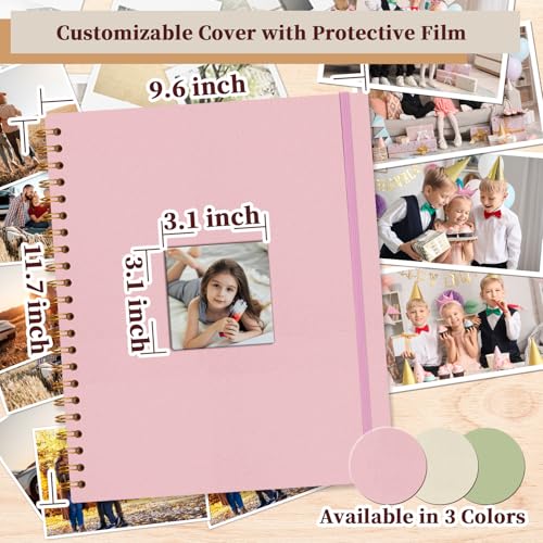 Linen Memory Book 8.5x11 in, Window Cover 30 Sleeves Pink - color: Pink, size: 8.5"X11" 30Sheets