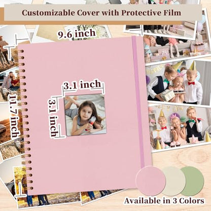 Linen Memory Book 8.5x11 in, Window Cover 30 Sleeves Pink - color: Pink, size: 8.5"X11" 30Sheets