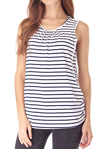 Smallshow Women's Maternity Nursing Tank Tops Breastfeeding Clothes 3-Pack - color: Black-navy-white Stripe(3 Packs), size: Small