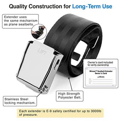 2 Mirone Adjustable Airplane Seat Belt Extenders Seatbelt Extension for All Airlines (7-32 Inch), E-9 Safety Certified (Type A & B)