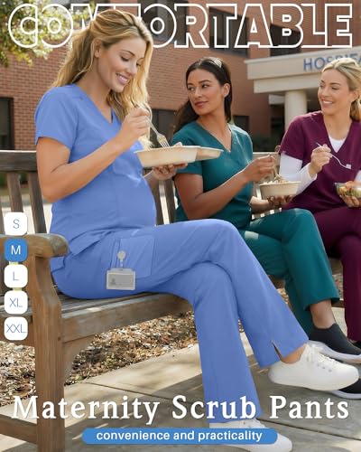 Women's Maternity Scrub Pants - color: Light Blue, size: Small