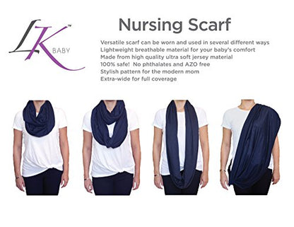 Nursing Cover Up Scarves for Breastfeeding Privacy Multi Use Infinity - color: 2pk Heathered Grey & Navy Blue