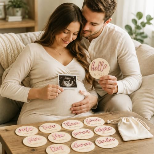 7 Pack Baby Monthly Milestone Card Sign Wooden Announcement Sign First Year