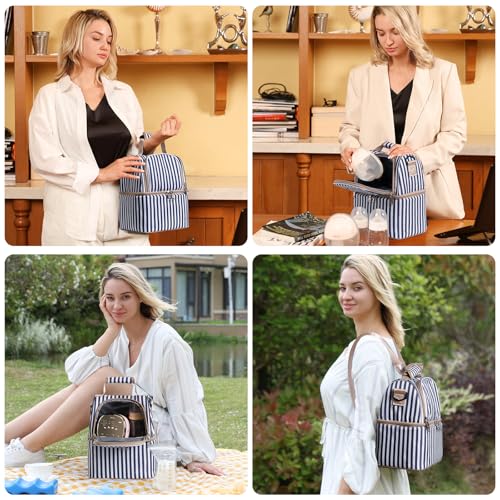 NCVI Breast Pump Backpack, Double Layer Removable, for Spectra/Medela - color: Stripe