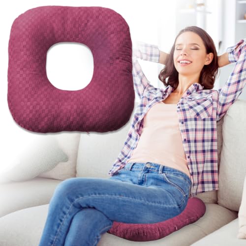 Donut Pillow for Tailbone Pain, Hemorrhoid Pillow (Wine) - color: Wine