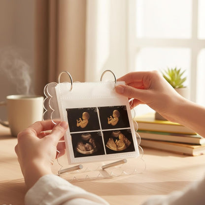 Ultrasound Pregnancy Memory Book, Scalloped Acrylic 3x4 Sonogram Album - color: Transparent 1