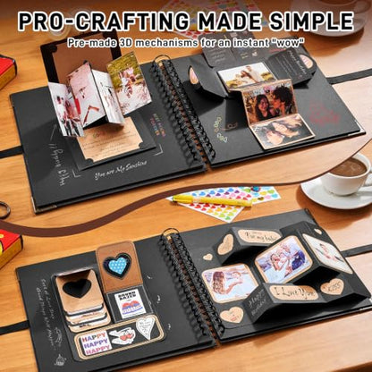OVESMUSL 10x10 DIY Scrapbook Kit, Black, 40 Pages - color: Black, size: 10x10 Inch