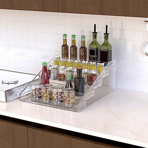 PMMASTO Wide Clear Acrylic Spice Rack for Countertops- 5 Tier - size: Widen 5 Tier - inner width 3''